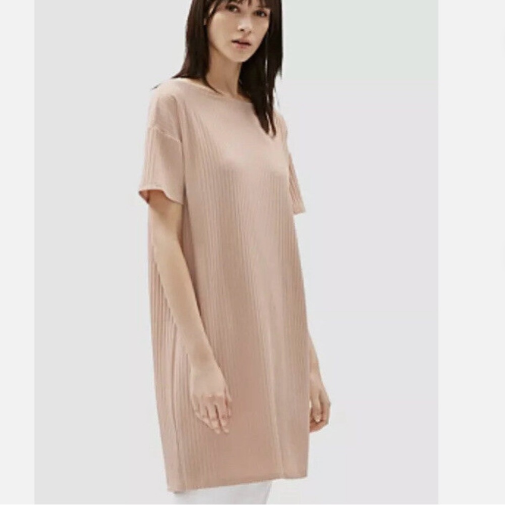 Eileen Fisher bateau neck wide rib tencel dress